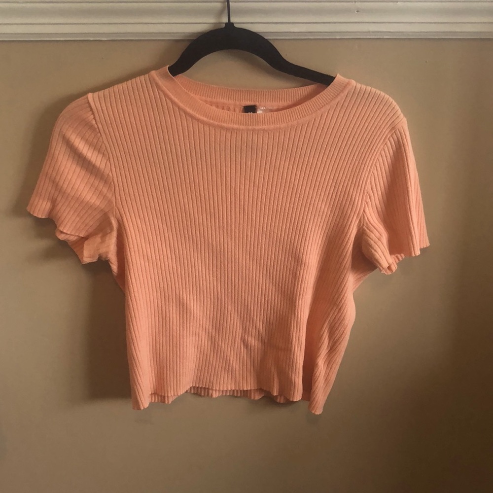 H&M Short Sleeve Ribbed Top Size Medium